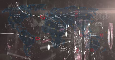 Global Network Connectivity and Data Flow across Digital Map - Download Free Stock Images Pikwizard.com