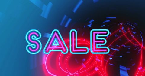 Bright Neon Sale Sign with Futuristic Background - Download Free Stock Images Pikwizard.com