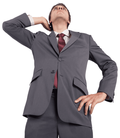 Transparent Image of Confident Businessman in Gray Suit