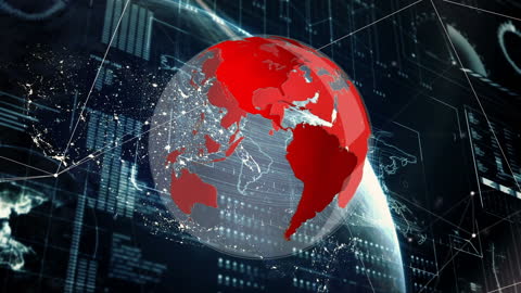 Digital Globe with Data Interface Elements for Global Analytics