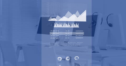 Digital Data Processing Animation in Modern Office Environment