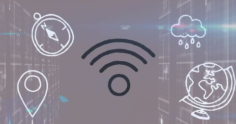 Wireless Connectivity Icons and Digital Interface Concepts