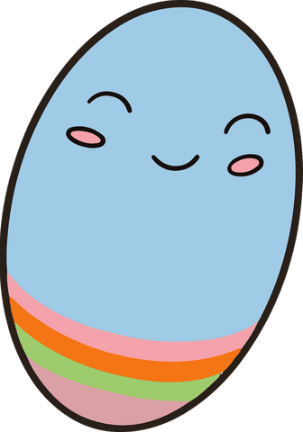 whimsical smiling blue egg mascot with pastel stripes on transparent background - Download Free Stock Videos Pikwizard.com