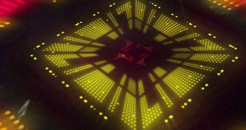 Futuristic Diamond-Shaped Neon Light Display in Vivid Motion