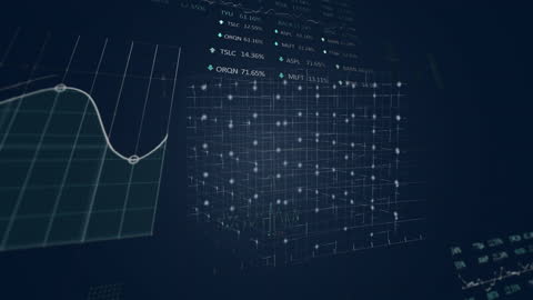 Digital Data Visualization Concept with 3D Grids and Graphs