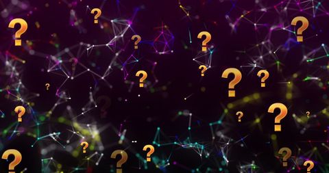 Question Marks Over Digital Network Background