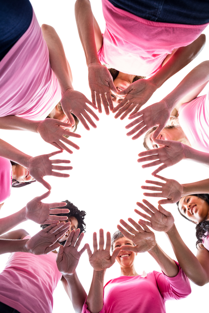 Women in Pink Forming Circle Showing Hands for Transparent Breast Cancer Awareness - Download Free Stock Videos Pikwizard.com