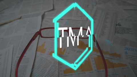 NFT Concept over Business Documents with Glowing Hexagon