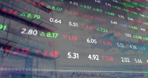 Dynamic Financial Data Overlaying Cityscape on Transparent Screen