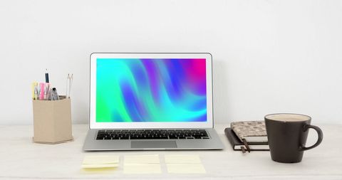 Modern Laptop with Abstract Digital Screen Colors - Download Free Stock Images Pikwizard.com