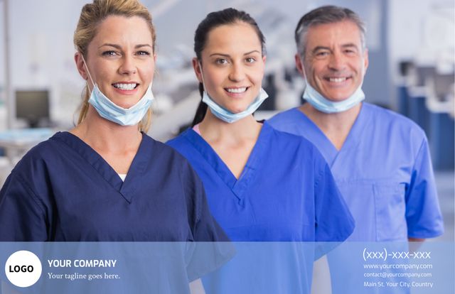 Smiling Medical Professionals in Blue Scrubs at Modern Hospital - Download Free Stock Templates Pikwizard.com