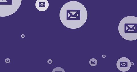 Envelope Icons on Blue Background Digital Interface Concept