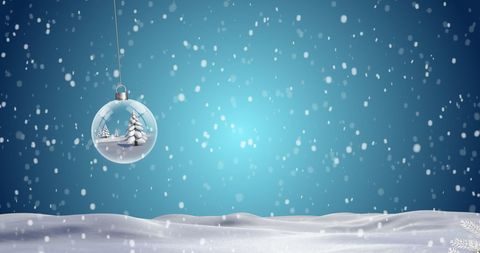 Hanging Christmas Bauble in Snowy Winter Wonderland