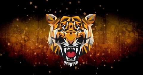 Abstract Geometric Tiger Head on Dark Background