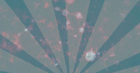 Teal and pink radial sunburst with pale fractal nodes generative abstract background