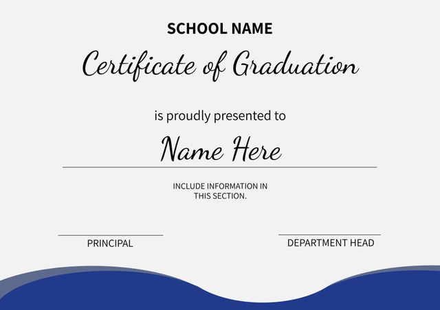 Elegant Blue Wave Certificate Template for Graduations and Awards - Download Free Stock Templates Pikwizard.com