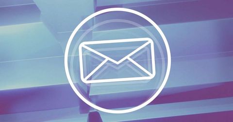 Futuristic Envelope Icon on Blue-Purple Abstract Geometric Background