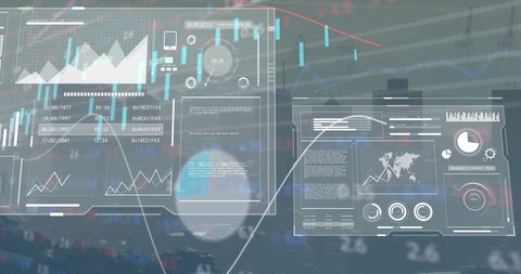 Futuristic Financial Data Overlay on City Landscape - Download Free Stock Images Pikwizard.com