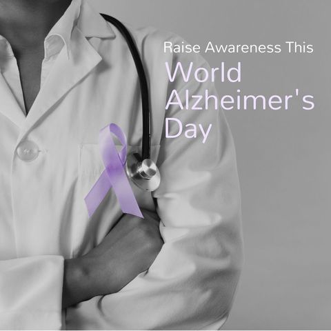 World Alzheimer's Day Awareness with Doctor and Purple Ribbon - Download Free Stock Templates Pikwizard.com
