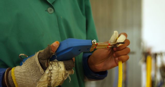 Worker Using Special Tool for Precision Cutting - Download Free Stock Images Pikwizard.com