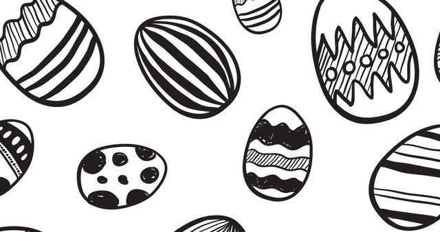 Black and White Illustrated Easter Eggs Pattern Design - Download Free Stock Images Pikwizard.com