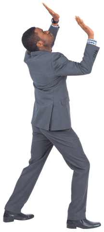 Transparent African American Businessman Reaching Upward