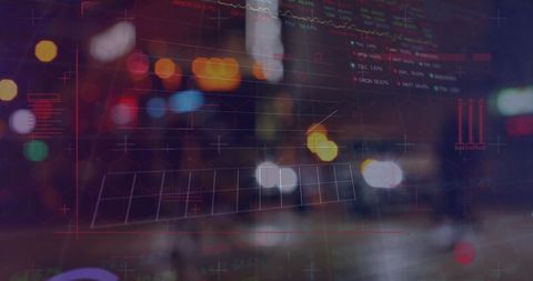 abstract stocks and statistical data over urban nightscape - Download Free Stock Images Pikwizard.com