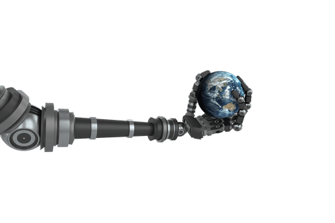 Transparent Robot Arm Gripping Globe Symbolizing Global Technology - Download Free Stock Videos Pikwizard.com