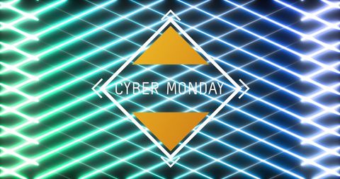 Cyber Monday Neon Digital Design with Geometric Shapes