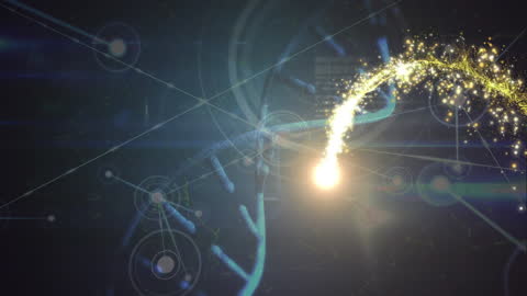 Abstract DNA Helix with Digital Connective Elements