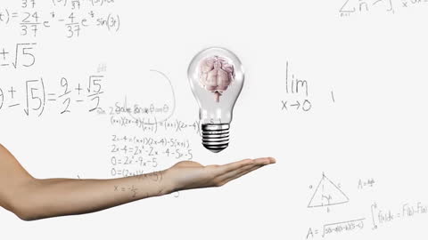 Innovative Mind in Mathematics Concept with Floating Bulb