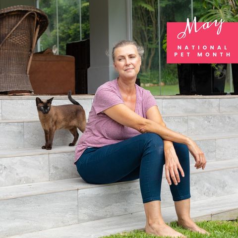 senior woman with birman cat celebrating national pet month - Download Free Stock Templates Pikwizard.com
