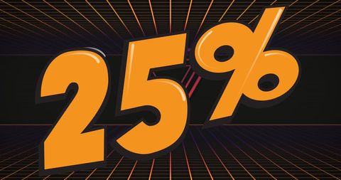 Retro 25% Discount Banner with Bold Orange Text on Black Background - Download Free Stock Images Pikwizard.com
