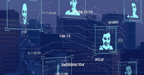 Futuristic Network Technology with Digital Faces in Cyberspace - Download Free Stock Images Pikwizard.com