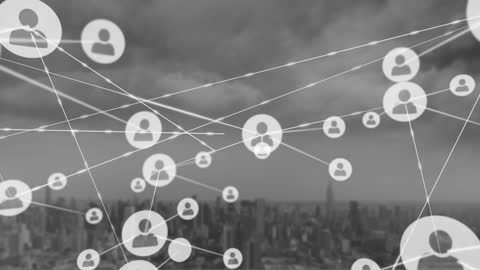 Digital Profile Network Expansion Above Cityscape