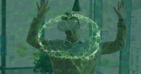 Tech-Savvy Businessman Using VR For Neural Data Visualization