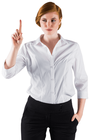 Businesswoman Standing and Pointing with Transparent Background