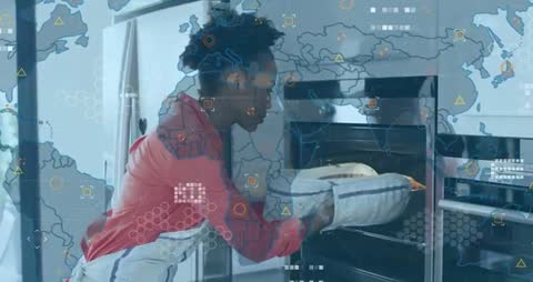 Modern Cook Using Smart Oven with Global Connectivity Interface