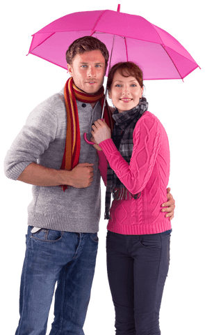 happy couple standing with pink transparent umbrella - Download Free Stock Videos Pikwizard.com