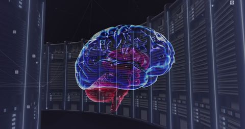 Futuristic Human Brain and Server Interface Illustration - Download Free Stock Images Pikwizard.com