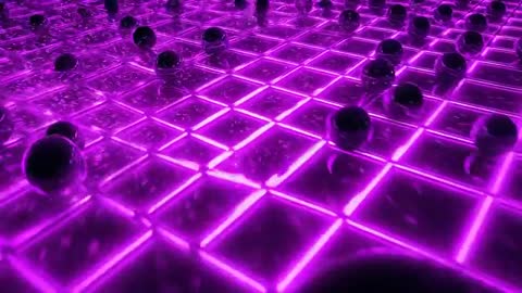 Tilting Camera over Neon Grid with Reflective Spheres