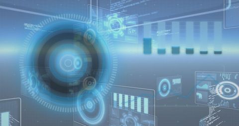 Futuristic Digital Interface with Data and Circular Scanners - Download Free Stock Images Pikwizard.com