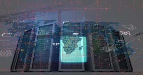Global Data Processing Animation Over Server Technology