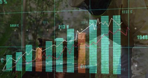 Beekeeper Evaluating Hive with Financial Chart Overlay