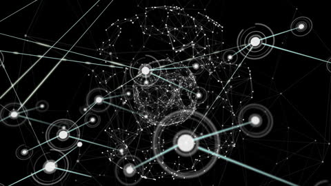 Digital Network Connection Pattern on Black Background