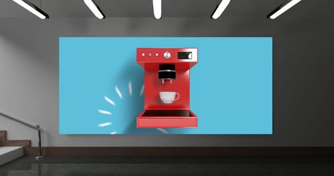 Modern Red Coffee Machine Illustration with Blue Background - Download Free Stock Images Pikwizard.com