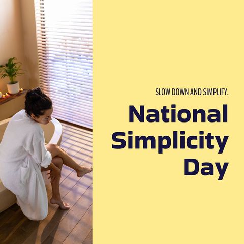 Biracial Woman Celebrating National Simplicity Day in Bathrobe