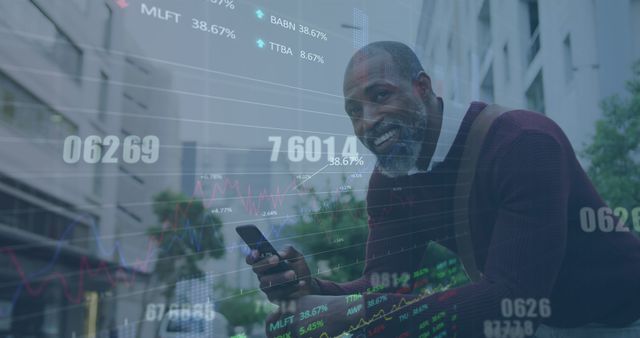 Smiling Businessman Analyzing Stock Market Data on Smartphone - Download Free Stock Images Pikwizard.com