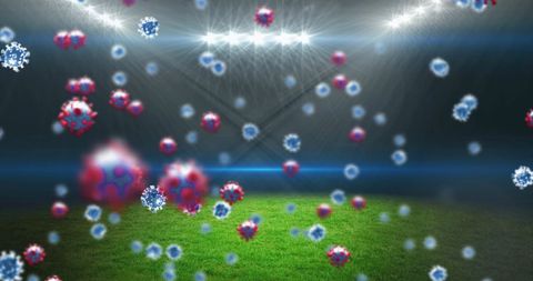 Empty Stadium with COVID-19 Virus Cells Overlay - Download Free Stock Images Pikwizard.com
