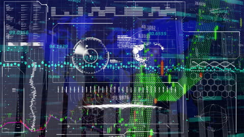 Abstract Digital Interface with Data and Statistics